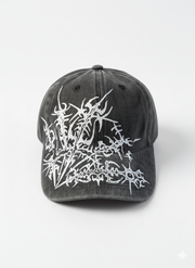 Black OUTS THORN SCRIPT WASHED CAP