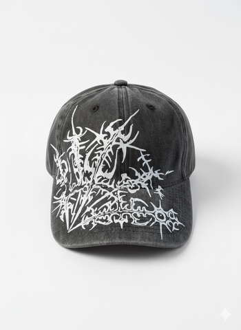 Black OUTS THORN SCRIPT WASHED CAP