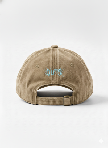 Beige OUTS THORN SCRIPT WASHED CAP