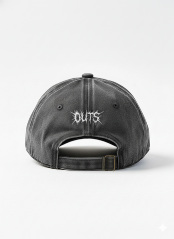 Black OUTS THORN SCRIPT WASHED CAP